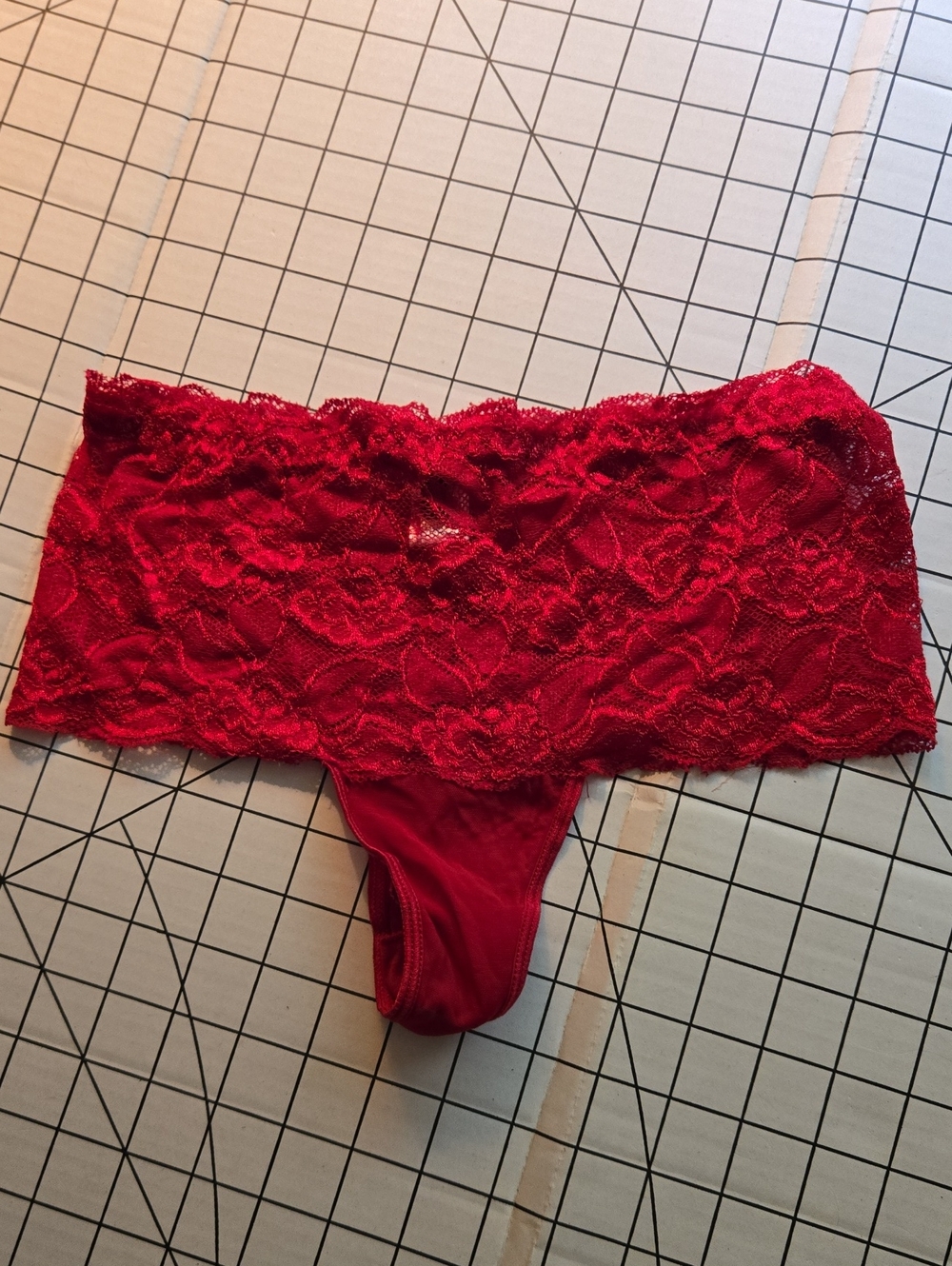 Vintage 90s Red Lace Bandeau Thong Panty - Women Intimates: Z